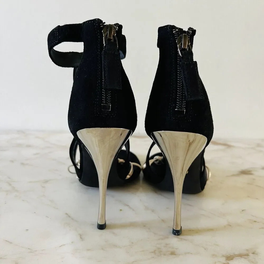 2019 GIAMBATTISTA VALLI x H&M Suede Black Crystal Lips Sandals Heels - EU 8/US 7